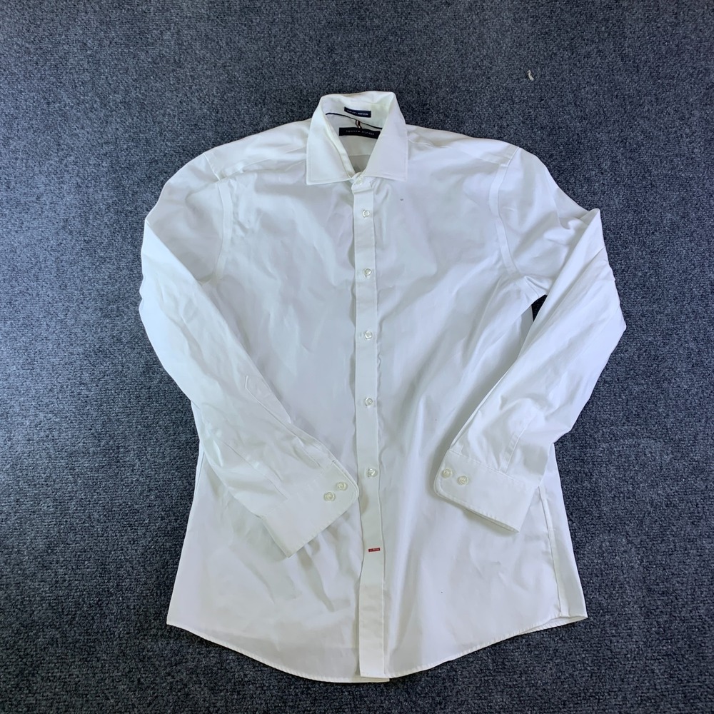 Tommy Hilfiger Shirt Mens M White Slim Fit Non Iron Button Up Business Formal